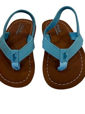 Polo Ralph Lauren Turquoise Lia Unisex Toddler Flip Flops Sz 6